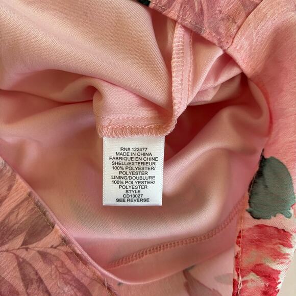 NSR Women’s Pink Tropical Floral Print Tie Front Mini Dress Size Medium NWT - Picture 8 of 11